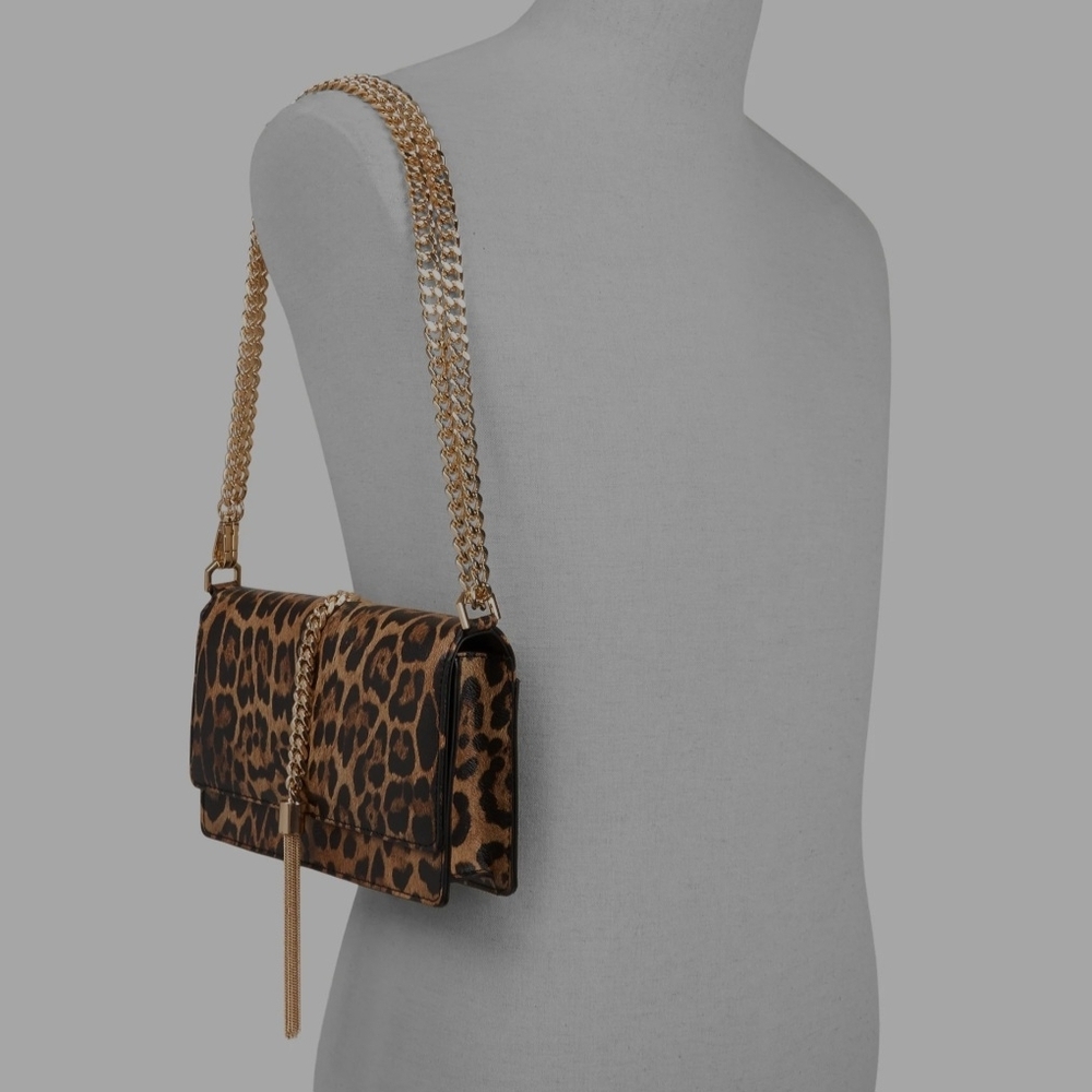 Aldo Leopard Print Clutch with Gold Chain - Picture 6 of 7